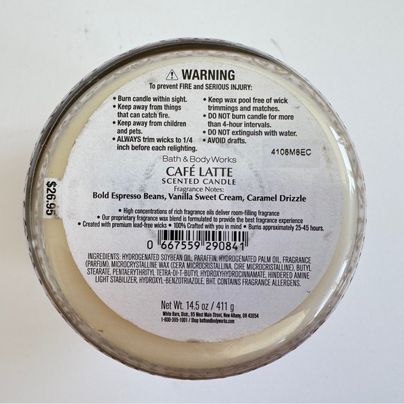 Bath & Body Works Cafe Latte 3-Wick Candle - Picture 2 of 4